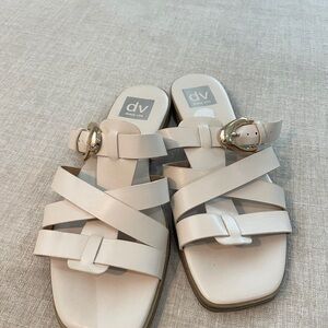 DV by Dolce Vita Cream Strappy Buckle Slide Sandals
